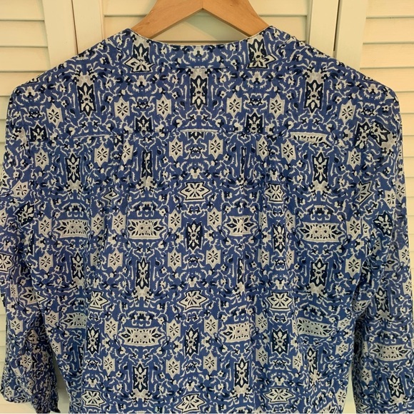 Roller Rabbit Blue White Cotton Tunic Top Small Lightweight Boho Blouse Beach - Picture 9 of 14